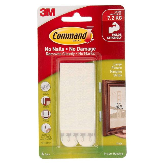 Packshot of Command Large White Adhesive Picture Hanging Strips 4 Pack