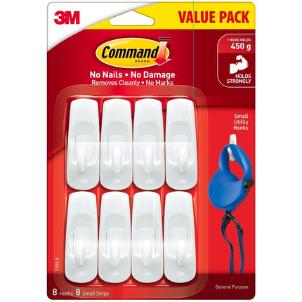 Packshot of Command Small White Adhesive Hooks Value 8 Pack