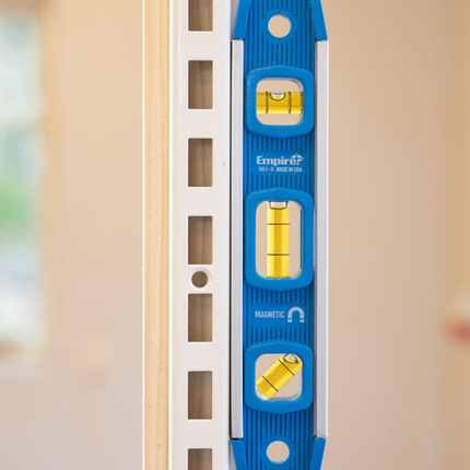 Empire 225mm Magnetic Torpedo Level with blue aluminium frame and three yellow vials (2)