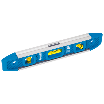 Empire 225mm Magnetic Torpedo Level with blue aluminium frame and three yellow vials (3)