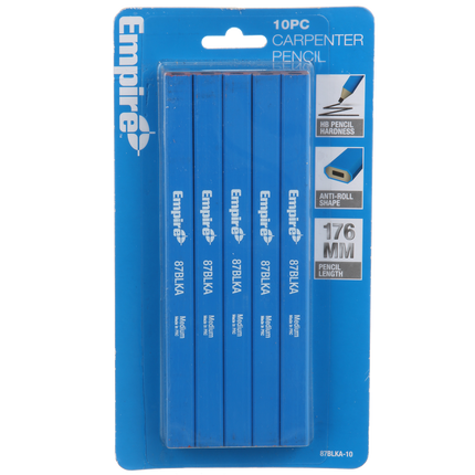 Empire Medium Carpenter Pencil 10 pack with blue flat carpenter pencils