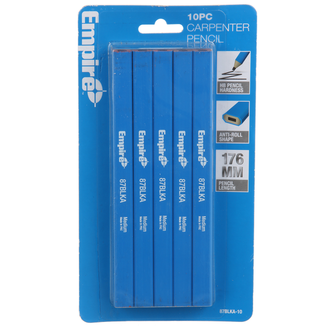 Empire Medium Carpenter Pencil 10 pack with blue flat carpenter pencils
