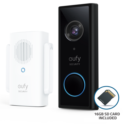 Eufy black battery video doorbell with Wi-Fi mini repeater chime