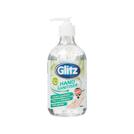 Packshot of Glitz Waterless Hand Sanitiser Quick Dry Antibacterial 500ml