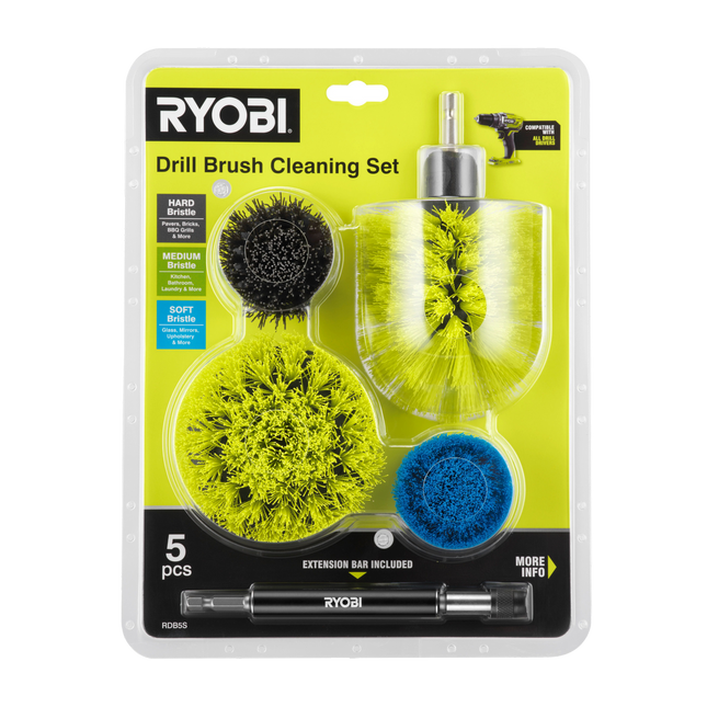 Packshot of Ryobi Drill Brush Set 5 Piece for Power Scrubbing