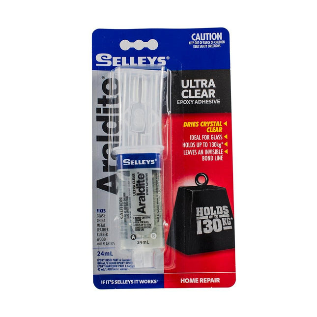 Araldite Ultra Clear Epoxy Adhesive Dries Crystal Clear Holds Up to 130Kg Ideal for Glass 24ml