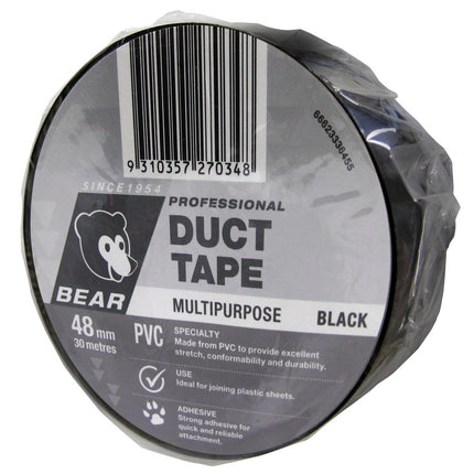 Packshot of Bear Black PVC Duct Tape for Fast Sealing and Repairs 48mm x 30m