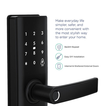 Gainsborough Liberty Smart Entrance Lock in Matte Black with fingerprint sensor and keypad (3)