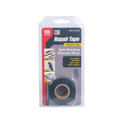 Gardner Bender black self-bonding silicone repair tape, 2.5cm x 3m roll in pack