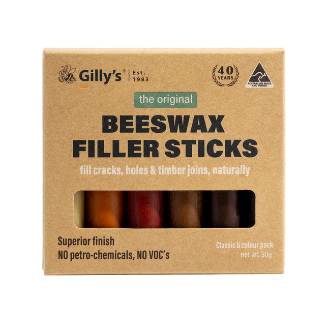 Gilly's Beeswax Filler Sticks assorted 6 pack in six wood tones