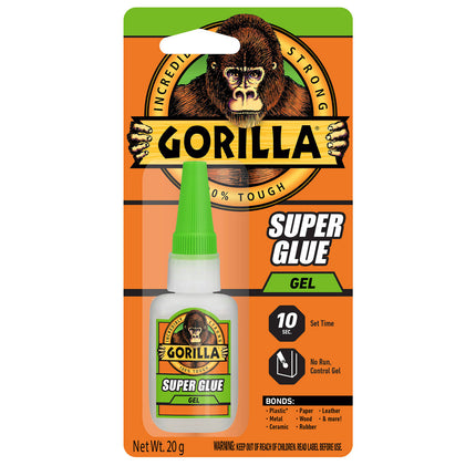 Gorilla Super Glue Gel 20g clear cyanoacrylate gel bottle in retail pack