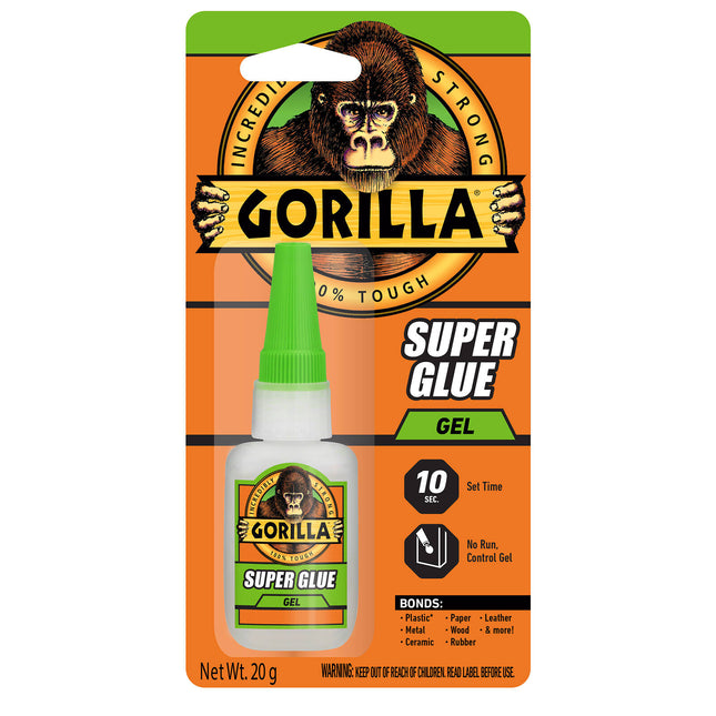 Gorilla Super Glue Gel 20g clear cyanoacrylate gel bottle in retail pack