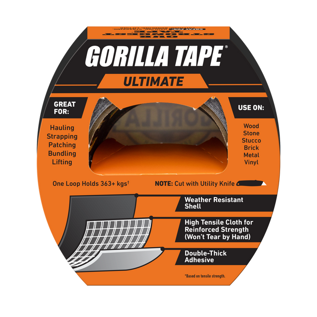 Gorilla Ultimate Tape Black 48mm x 18.2m (Single Roll) (2)