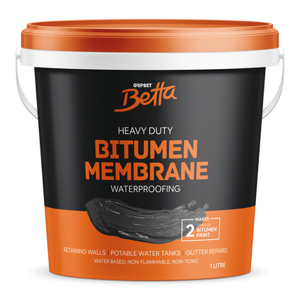 Gripset Betta Bitumen Rubber Waterproofing Membrane 1L black pail