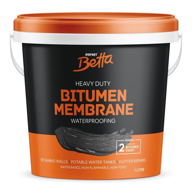 Gripset Betta Bitumen Rubber Waterproofing Membrane 1L black pail