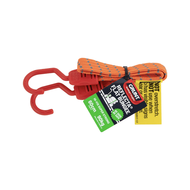 Grunt 60cm Reflecta Flat Bungee Strap in fluro fabric with reflective stripe
