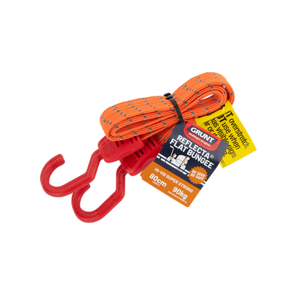 Grunt 80cm Reflecta Flat Bungee Strap in fluoro fabric with reflective stripe
