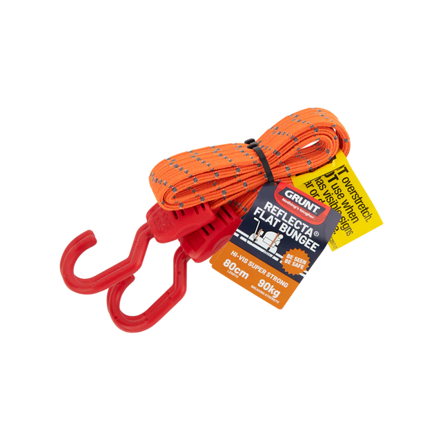 Grunt 80cm Reflecta Flat Bungee Strap in fluoro fabric with reflective stripe