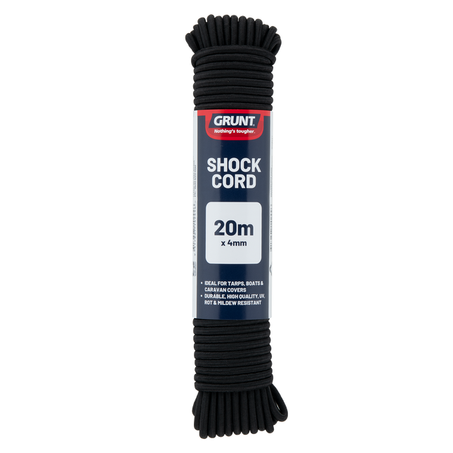 Grunt 4mm x 20m Black Shock Cord roll