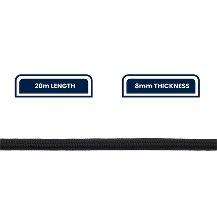Grunt 8mm x 20m black shock cord coil (4)