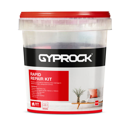 Gyprock Rapid Repair Kit 1.5kg plasterboard patch kit in mixing bucket