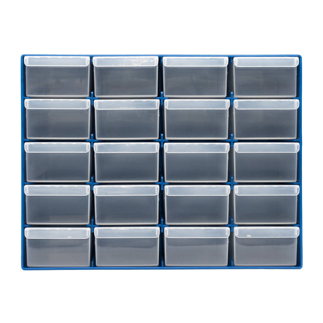 Handy Storage 20 Drawer Compartment Organiser in blue with clear drawer fronts (2)
