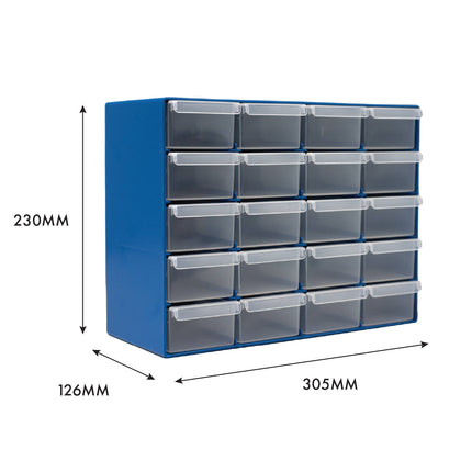 Handy Storage 20 Drawer Compartment Organiser in blue with clear drawer fronts (4)