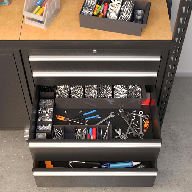 Handy Storage small grey plastic spare parts tray with removable dividers (2)