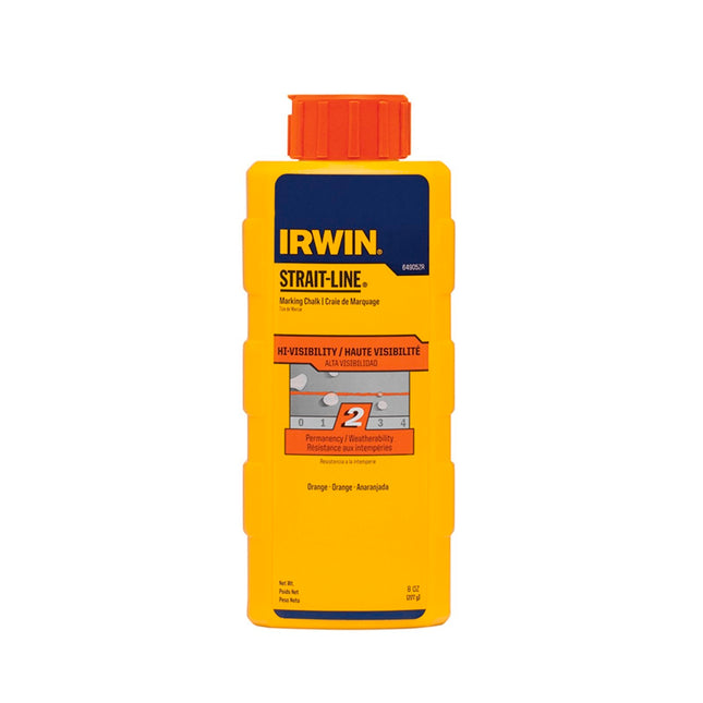 Irwin Strait-Line Hi-Visibility orange marking chalk 8oz squeeze bottle with flip-top cap