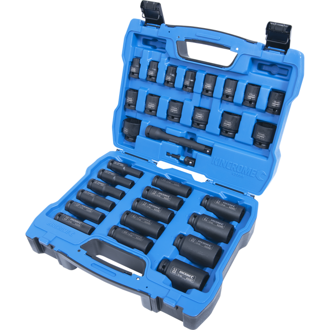 Kincrome 32 piece 1/2 inch drive metric impact socket set in blow mould case