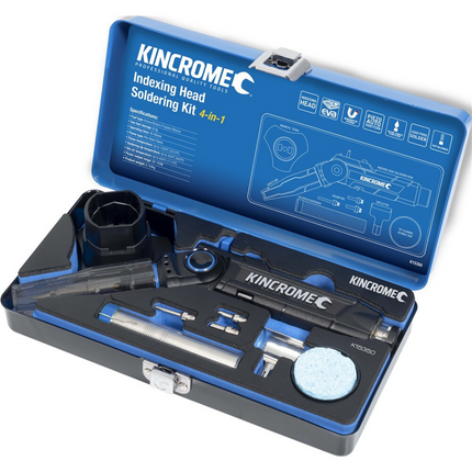 Kincrome 4-in-1 Indexing Head Soldering Iron Kit with butane iron, tips and accessories in blue metal case (2)