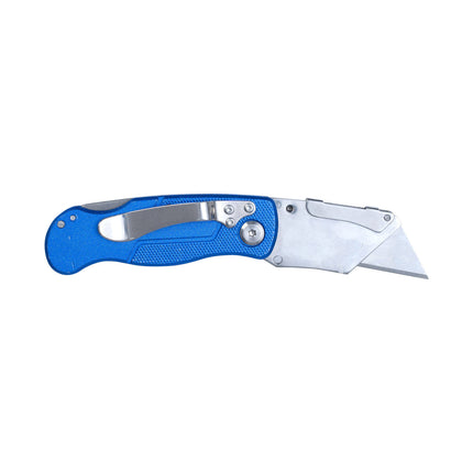 Kincrome Heavy Duty Folding Lock Back Utility Knife 150mm in blue with carry pouch (3)