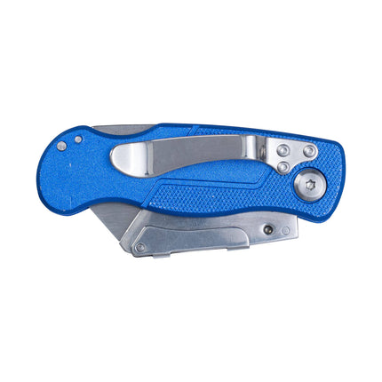 Kincrome Heavy Duty Folding Lock Back Utility Knife 150mm in blue with carry pouch (4)