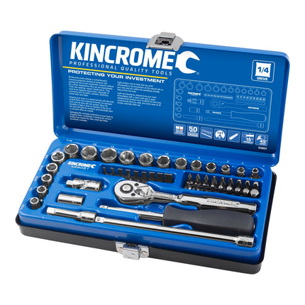 Kincrome 50 piece 1/4 inch drive metric and imperial socket set K28051 in its carry case