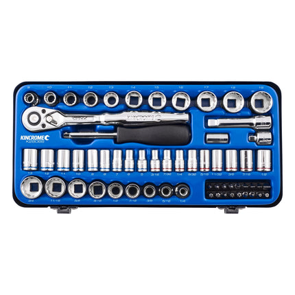 Kincrome K28066 61 piece 1/4 and 3/8 inch drive metric and imperial socket set in blue tin case (2)
