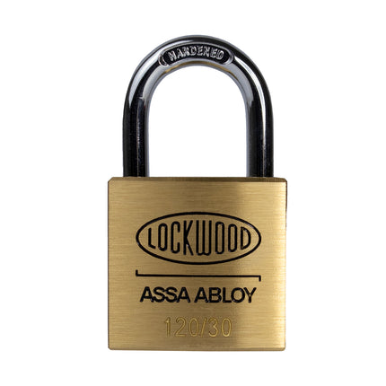 Lockwood 120 Series 30mm solid brass padlock with 18mm shackle on display pack