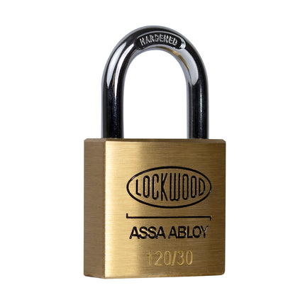 Lockwood 120 Series 30mm solid brass padlock with 18mm shackle on display pack (3)