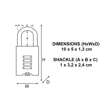 Master Lock 50mm solid brass resettable combination padlock with steel shackle and dials on both sides (2)