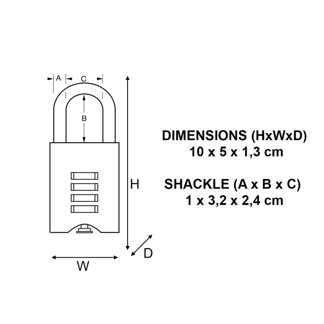 Master Lock 50mm solid brass resettable combination padlock with steel shackle and dials on both sides (2)