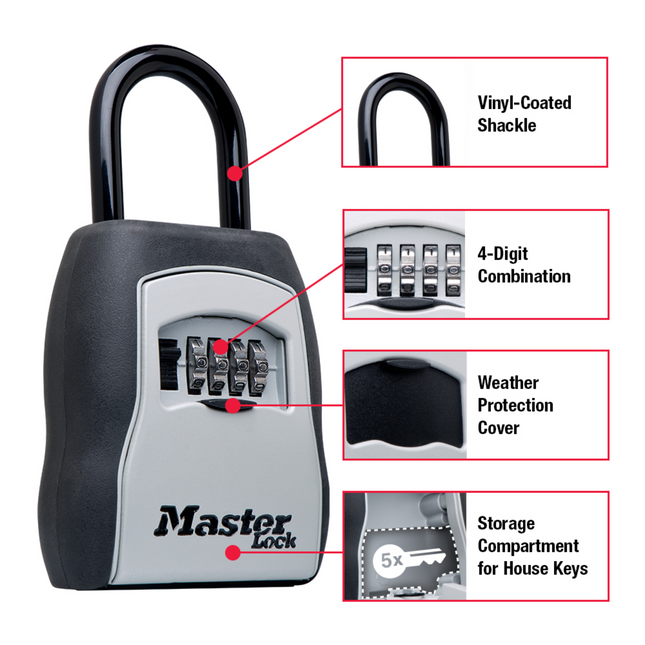 Master Lock Portable Key Storage Safe 5400DAU in black and silver with 4-digit combination dials (2)