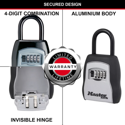 Master Lock Portable Key Storage Safe 5400DAU in black and silver with 4-digit combination dials (4)