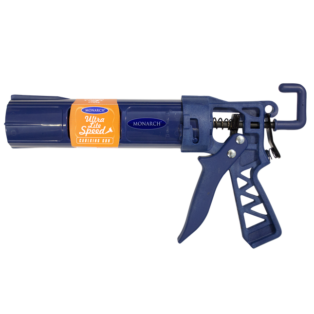 Monarch Ultra Lite Speed Caulking Gun in blue with twist-lock cartridge housing