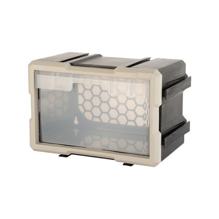 Montgomery grey interlocking single drawer organiser with clear drawer and honeycomb back