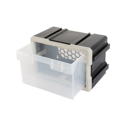 Montgomery grey interlocking single drawer organiser with clear drawer and honeycomb back (3)