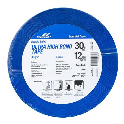 Moroday Clear Double Sided Ultra High Bond Acrylic Tape 12mm x 30m roll