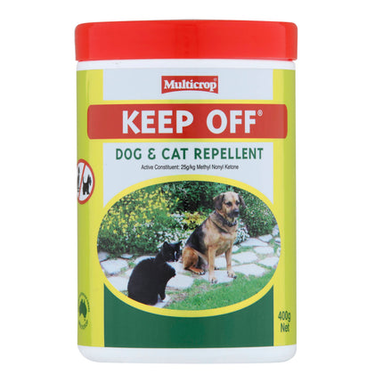 Multicrop Keep Off Dog and Cat Repellent 400g jar of white crystals