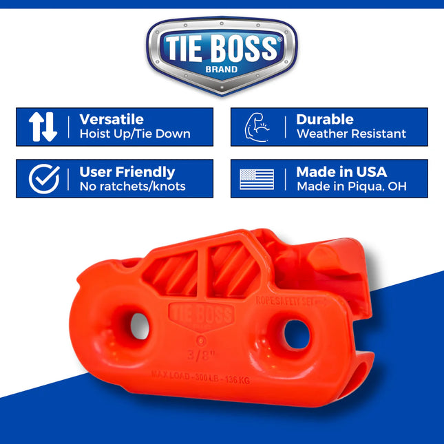 Tie Boss 3/8In Rope Tie Down System with 15ft Rope 136kg Load Capacity
