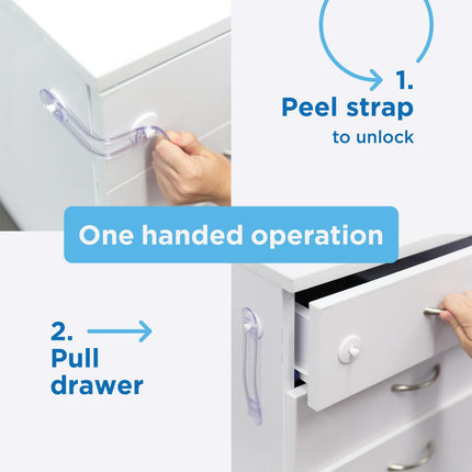 Perma Child Safety 18cm Adhesive Universal Flexi Locks 20 pack, white and transparent flexible straps (4)