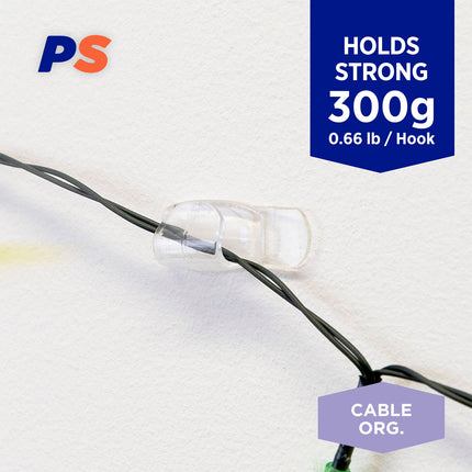 Permastik Clear Cord Clips 12 Pack (12 Hooks + 12 Strips) (2)