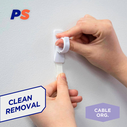 Permastik Large Cable Clips White 5 Hooks + 5 Strips (4)
